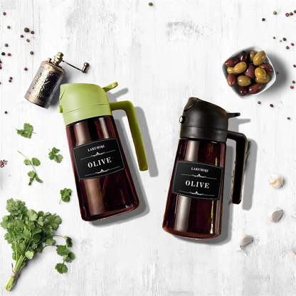 2-in-1 Glass Oil Dispenser & Sprayer - 16oz/470ml Leakproof Olive Oil Sprayer Bottle for Cooking, Air Fryer, BBQ, Baking, Salad